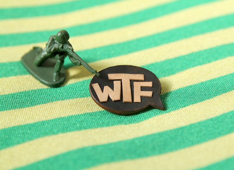 WTF Hell Dialog Leather Pin/Brooch/Badge