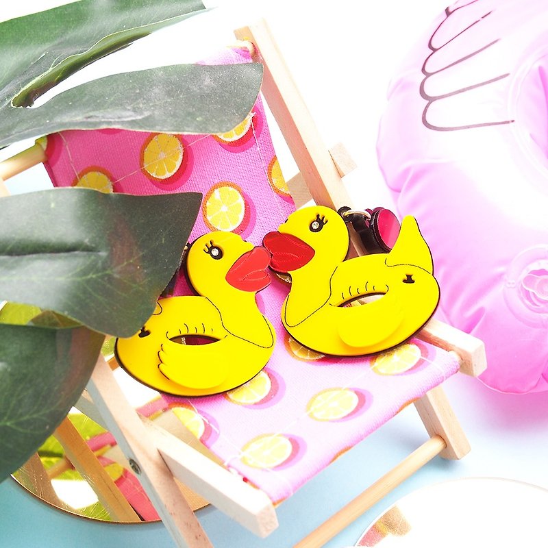 Duck Float Earrings - Earrings & Clip-ons - Acrylic Yellow