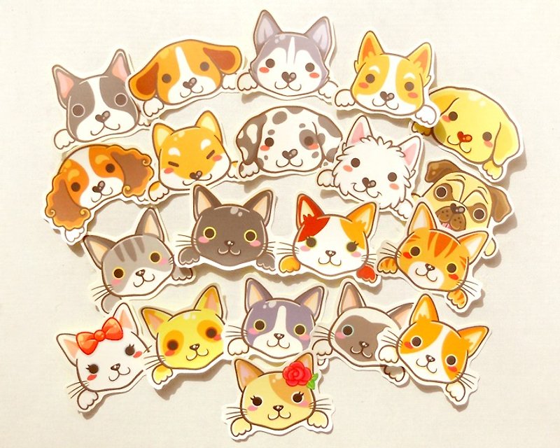 貓狗貼紙組20入 - 寵物貼紙 - Cats and Dogs Stickers