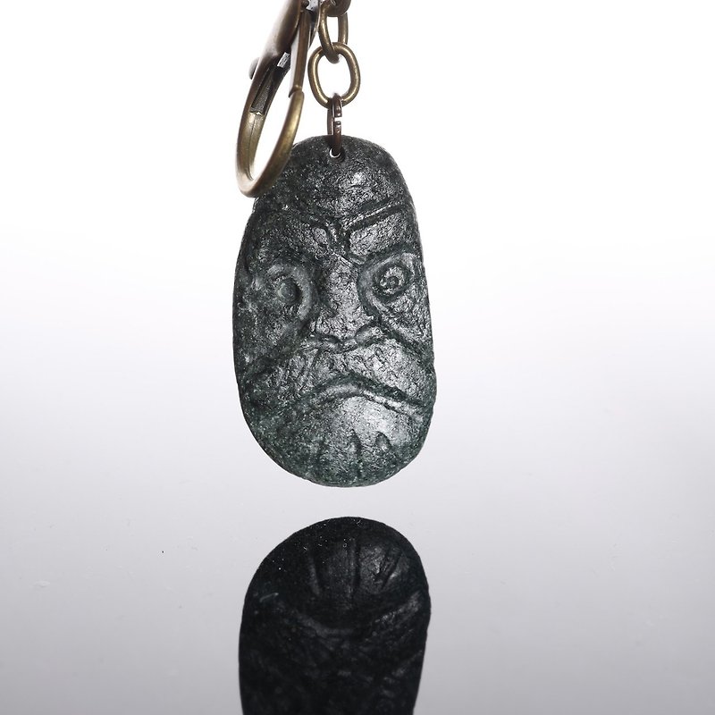 【快速出貨】 奧丁石雕符文鑰匙圈 (可改項鍊)北歐風(限量一件) - 鑰匙圈/鎖匙扣 - 石頭 綠色