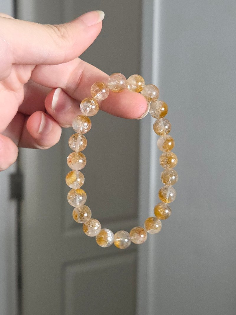 精品稀有礦黃超七  9mm水晶手鏈 正財貴人 - 手鍊/手環 - 水晶 金色