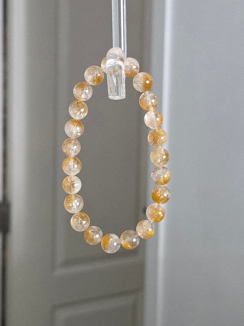 Exquisite Rare Mineral Golden Super Seven 9mm Crystal Bracelet: Prosperity & Mentorship - สร้อยข้อมือ - คริสตัล สีทอง