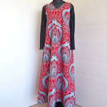 アフリカンバティックワンピース ジャンパースカート 日本製 ハンドメイド】【一点物】アフリカ布xロングワンピース