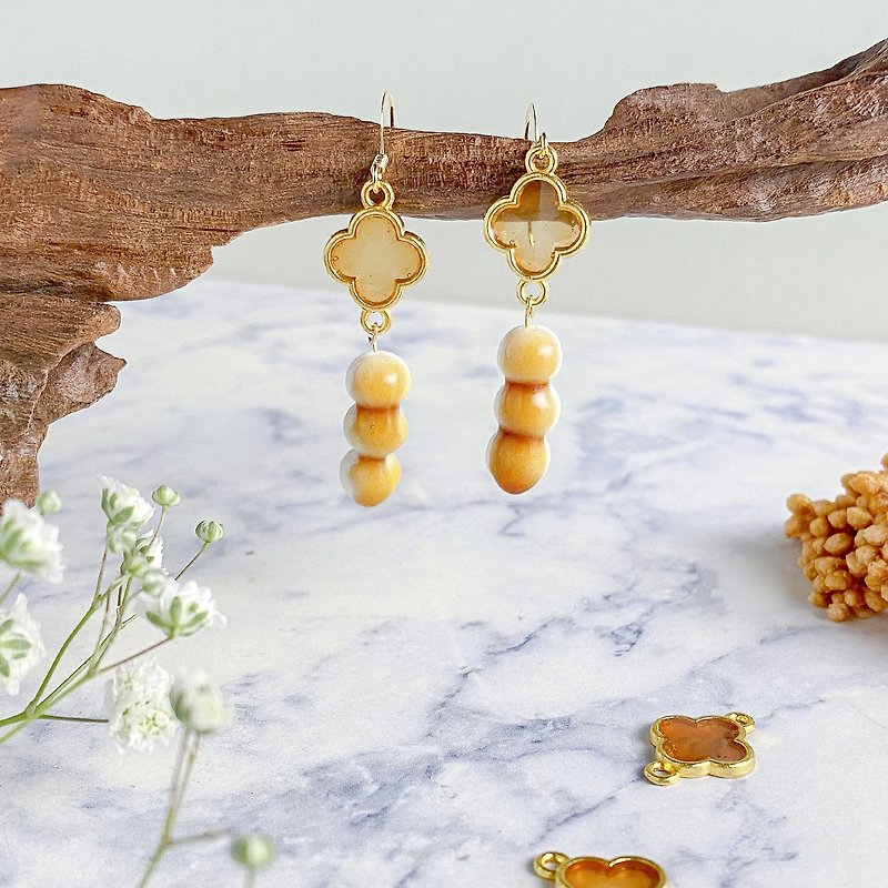 Soy Sauce Dango Earrings, Miniatures - Earrings & Clip-ons - Pottery Brown