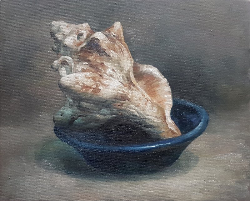 Seashells in a bowl in the sea Classic style oil painting - โปสเตอร์ - สี หลากหลายสี