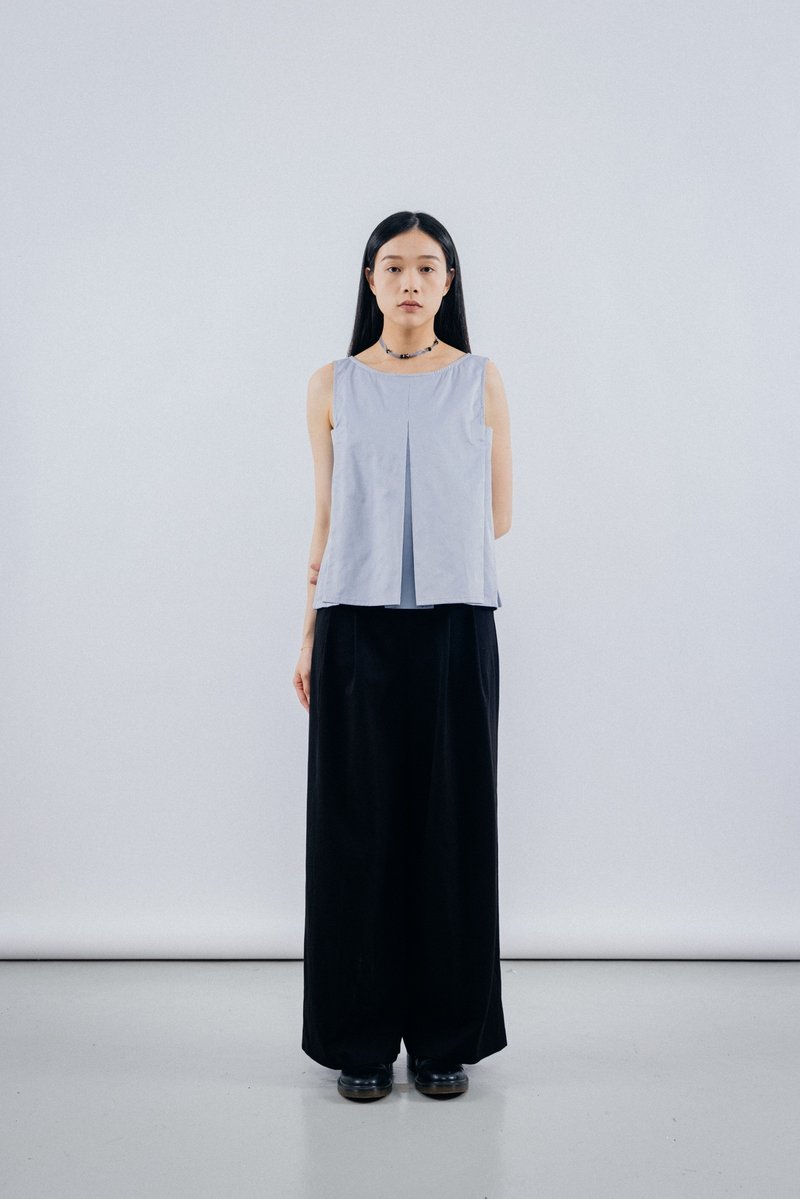 V領兩著上衣 Blue Two ways V-lines Vest - 背心/無袖上衣 - 棉．麻 藍色