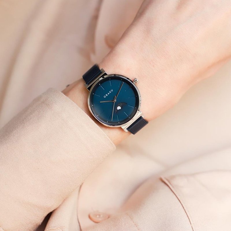 OBAKU OBAKU unique romantic star and moon display watch-blue-32mm (V243LMCLML) - นาฬิกาผู้หญิง - สแตนเลส หลากหลายสี