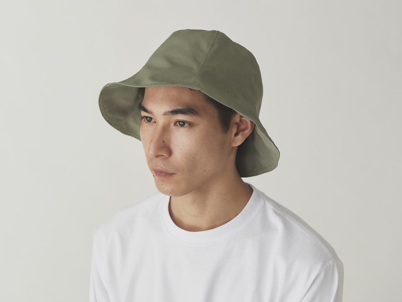 [Gift upon opening of the store] Polyester-cotton blended Weather bucket hat gray Khaki/charcoal black - หมวก - เส้นใยสังเคราะห์ สีกากี