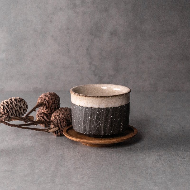 無我系列-茶杯+杯托組100ml - 茶壺/茶杯/茶具 - 陶 黑色