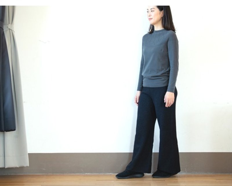 ［榊染め］ラムWフェイス、ハイウェストニットパンツ【Organic Cotton】 - 女長褲 - 棉．麻 
