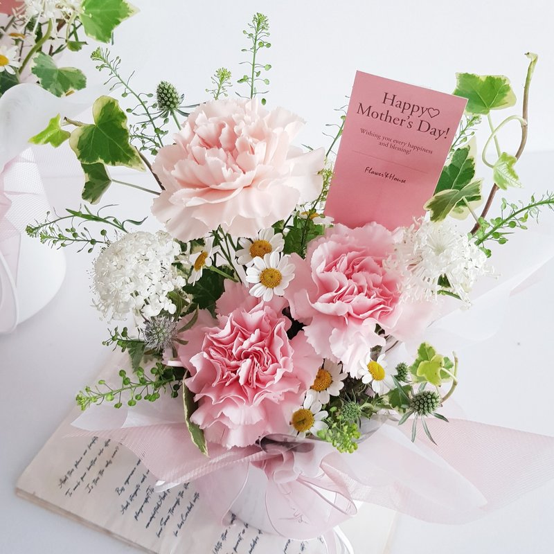 鮮花 西門町自取。Love媽咪 春與時光∣粉杏色系康乃馨 鮮花盆花S - 植栽/盆栽 - 植物．花 粉紅色