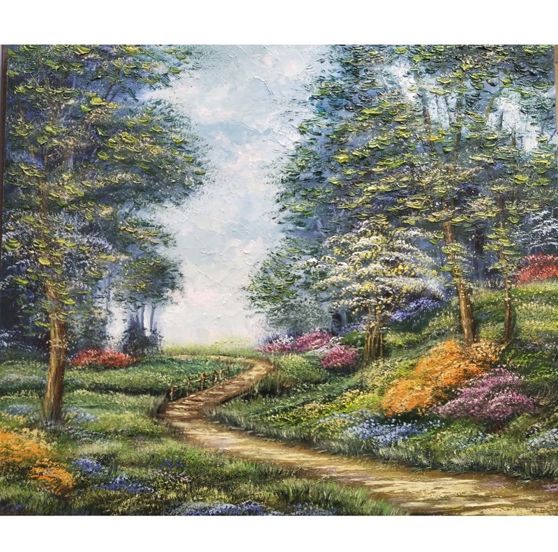 Trees Painting Landscape Original Artwork Impaso Oil Painting 60x70cm/ 24by28 in - 海報/掛畫/掛布 - 棉．麻 多色