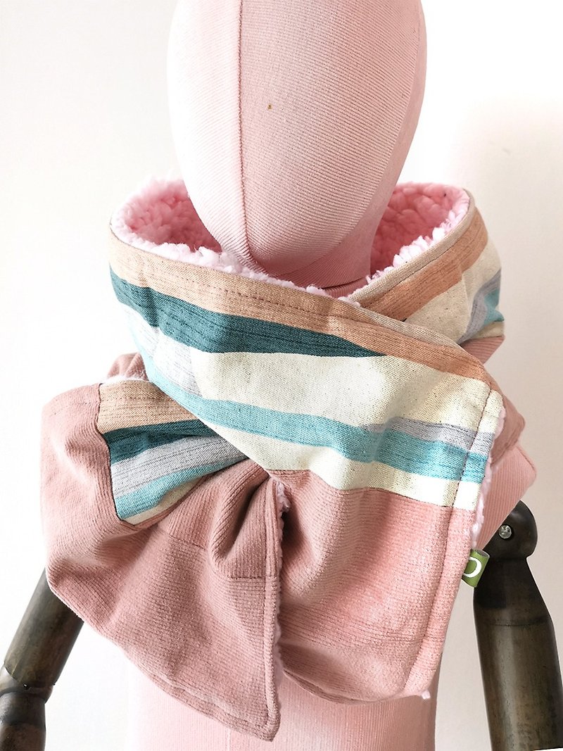 Christmas gift pink patchwork fur scarf neck scarf parent-child couple warm neck scarf - Knit Scarves & Wraps - Cotton & Hemp Pink