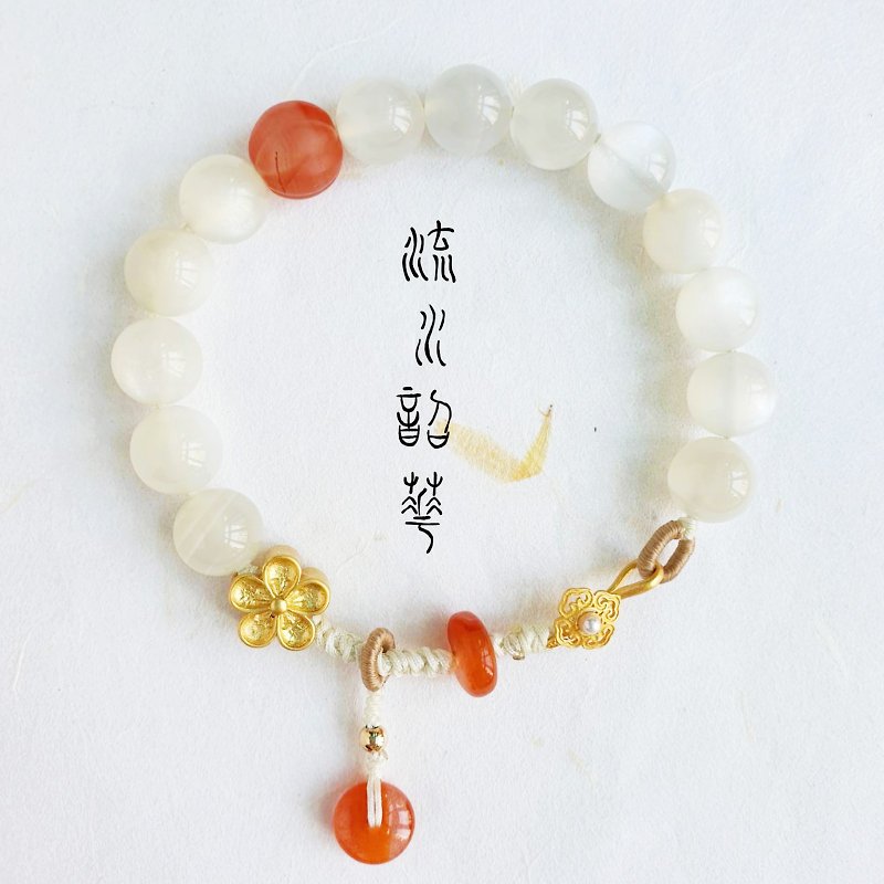 Moonstone, Agte, Gild, Natural crystal bracelet, braided rope - Bracelets - Crystal 