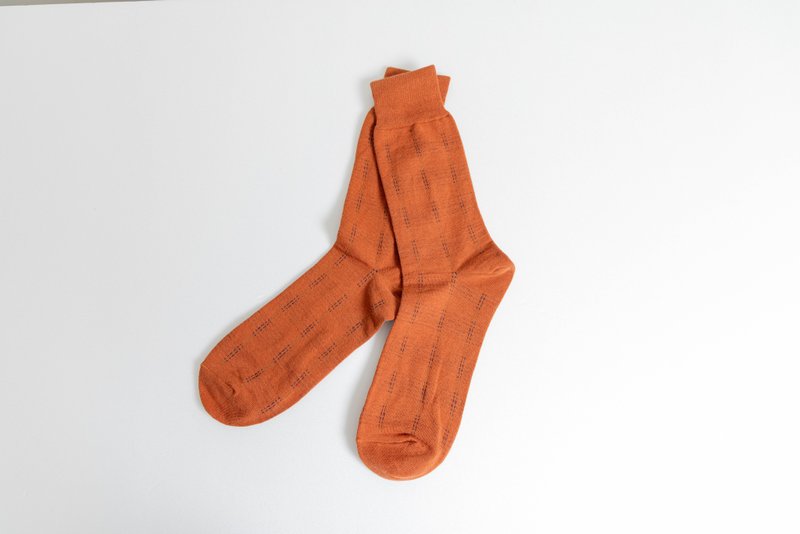 Raindrop striped gentleman socks sunset orange - ถุงเท้า - ผ้าฝ้าย/ผ้าลินิน สีส้ม