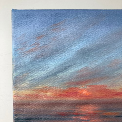 も*ん様 業者買取品！高級絵画！海　夕日 油絵 夕暮れ海