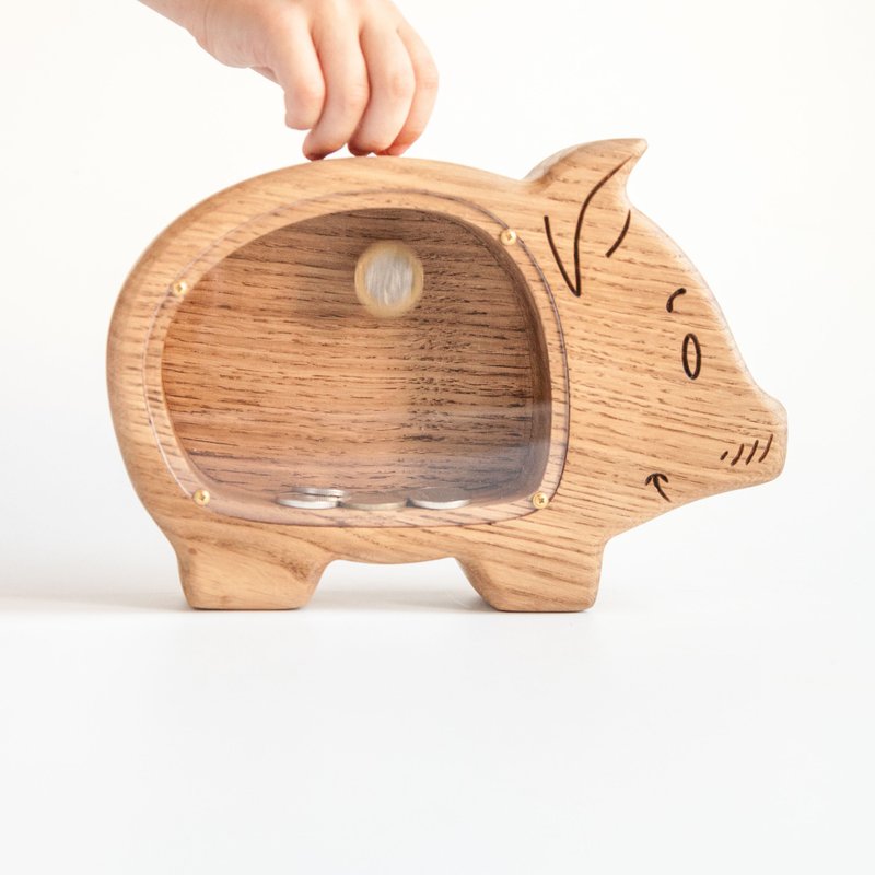 Wooden piggy bank, Customized gift for kids, wooden coin bank, animal money box - Coin Banks - Wood 