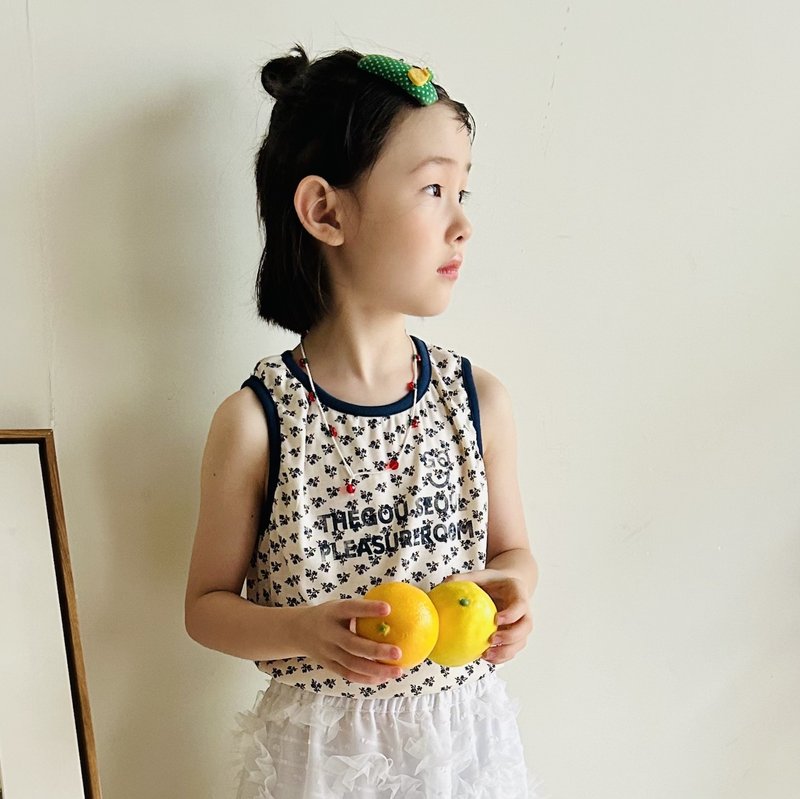 Korean floral knitted vest/cotton T children's clothing - Tops & T-Shirts - Cotton & Hemp Multicolor