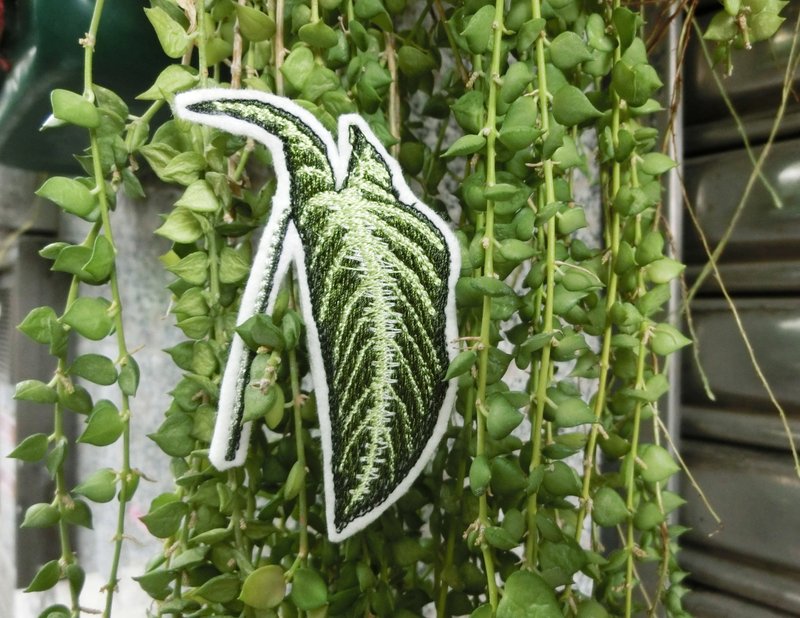 觀葉 刺繡別針 /刺繡貼(1個) __ 植物、聖誕禮物、插畫、免運 - 徽章/別針 - 繡線 綠色