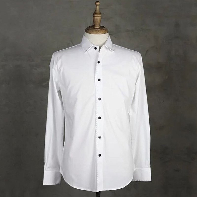 Jumper Fitted Shirt-DS-1053 - Men's Shirts - Other Man-Made Fibers White