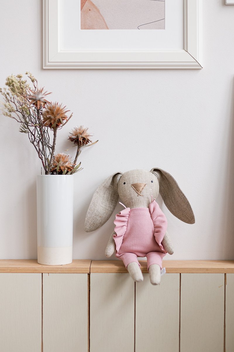 Stuffed bunny plush toys for baby girl, Heirloom baby dolls, Neutral toys - 寶寶/兒童玩具/玩偶 - 環保材質 灰色