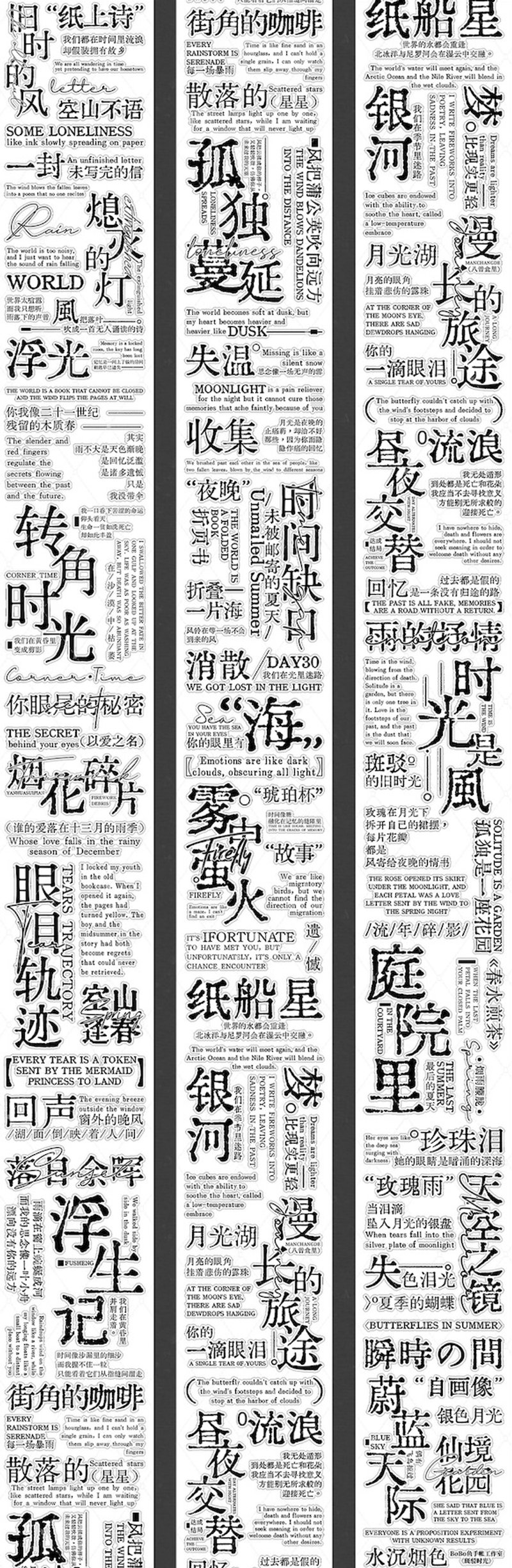 斑駁時光 紙膠帶 合成紙 切膜 星光膜閃砂 5米卷 - 紙膠帶/和紙/PET - 其他材質 黑色