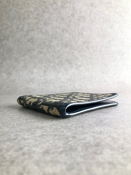 クリスチャンディオール　ガマ口　二つ折り財布　トロッター　ネイビー Christian Dior - ヴィンテージ Dior トロッターがま口二つ折り