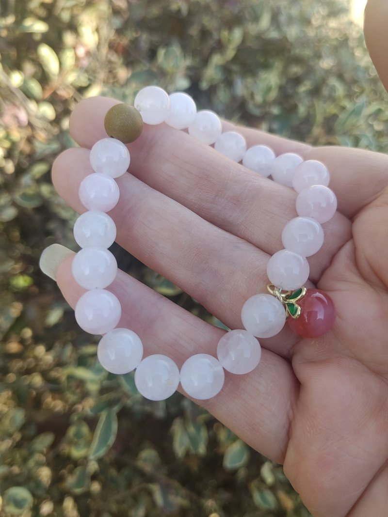 粉水晶手串招桃花運桃子蜜桃手鏈表白禮物女孩禮物高端禮物 - 手鍊/手環 - 寶石 粉紅色