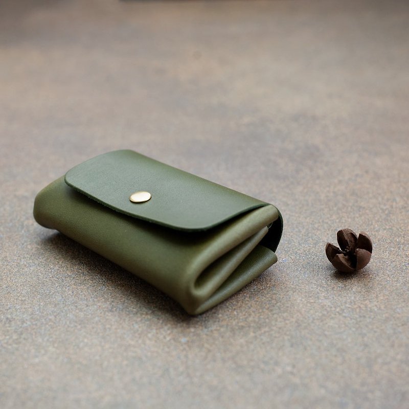 Double layers coin purse Genuine Leather - กระเป๋าสตางค์ - หนังแท้ สีเขียว