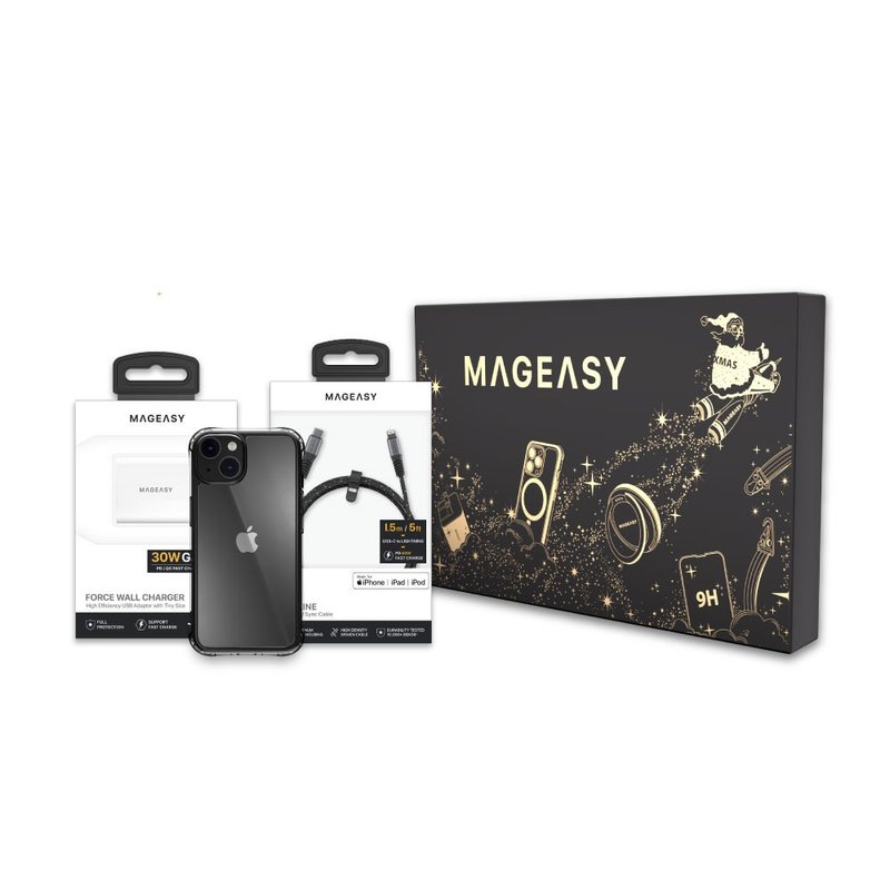 iPhone 14/13 mobile phone accessories gift box (phone case/charging head/charging cable) Christmas gift - เคส/ซองมือถือ - วัสดุอื่นๆ 