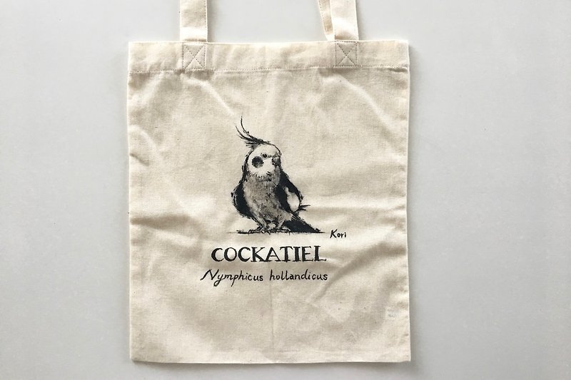 オカメインコを‧ピュアコットンショッピングバッグ手描きの鳥