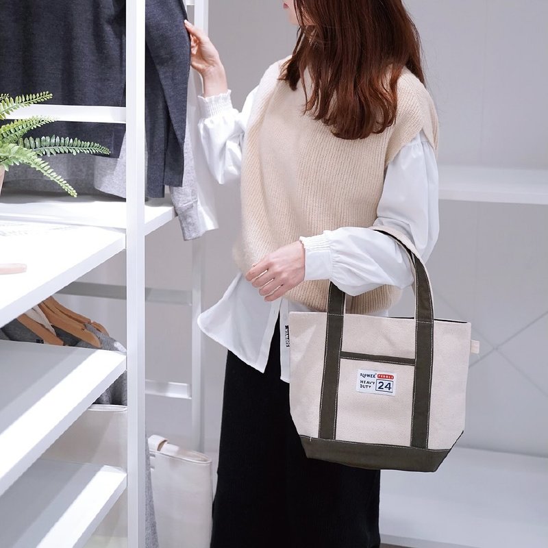 [Japanese SLOWER] Canvas Tote Bag - Small (Two colors available) - Handbags & Totes - Cotton & Hemp Multicolor