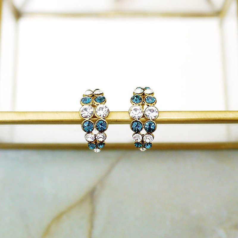 Simple and retro fashion earrings NO.1 - ต่างหู - โลหะ สีน้ำเงิน
