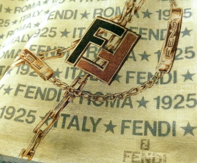 Fendi Vintage Handkerchief Logo Brand Brown 20 x 20 Inches - Shop