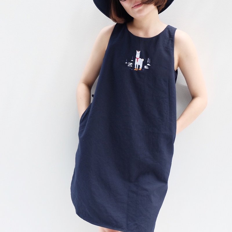 Alpaca Dress - Navy Color - One Piece Dresses - Other Materials Blue