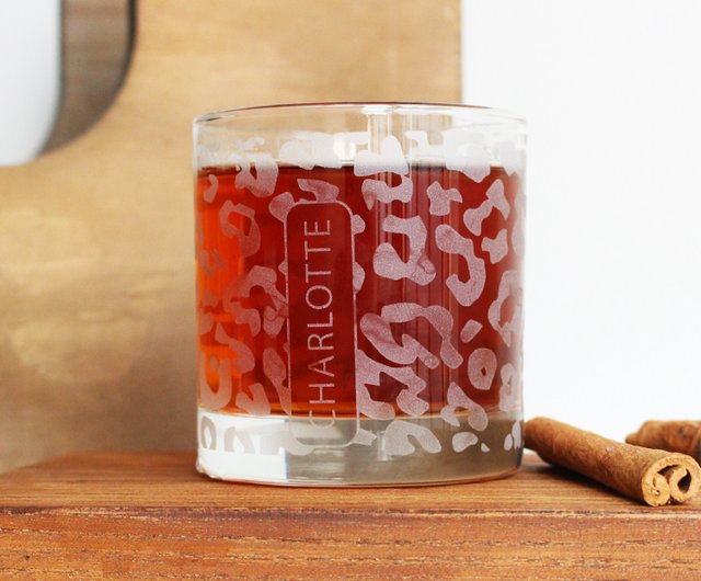  Custom Glass Tumbler with Name, Leopard Print Glass