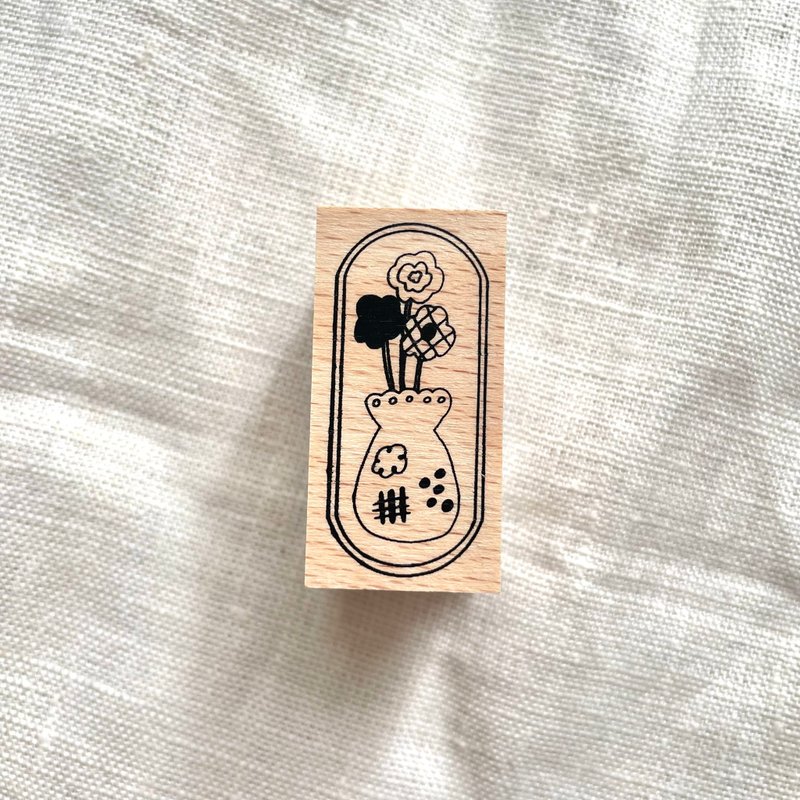 花瓶　スタンプ - 印章/印台 - 木頭 咖啡色