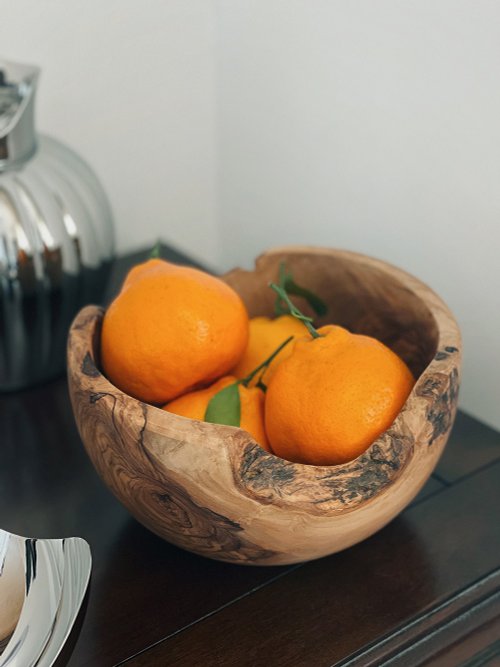 Mediterranean Style Rustic Olive Wood Fruit Bowl – Round - Shop folksyfinds  Bowls - Pinkoi