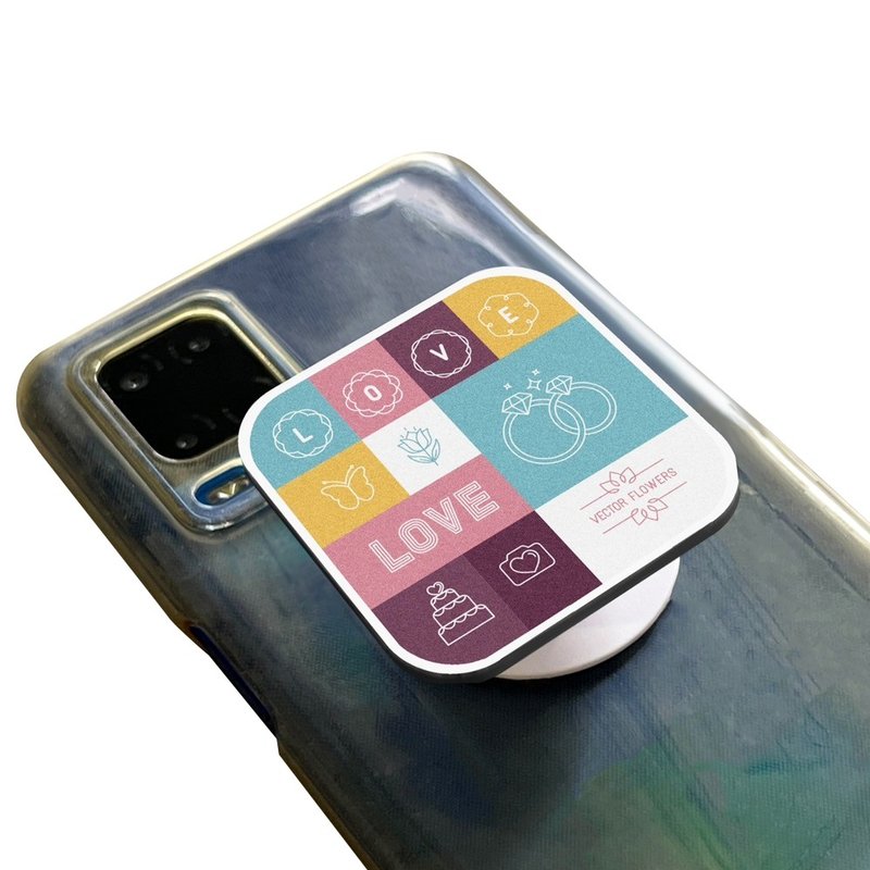 婚禮正方形氣囊手機架 彩色LOVE款 客製化禮物 手機支架 手機座 - 手機/平板支架 - 塑膠 多色