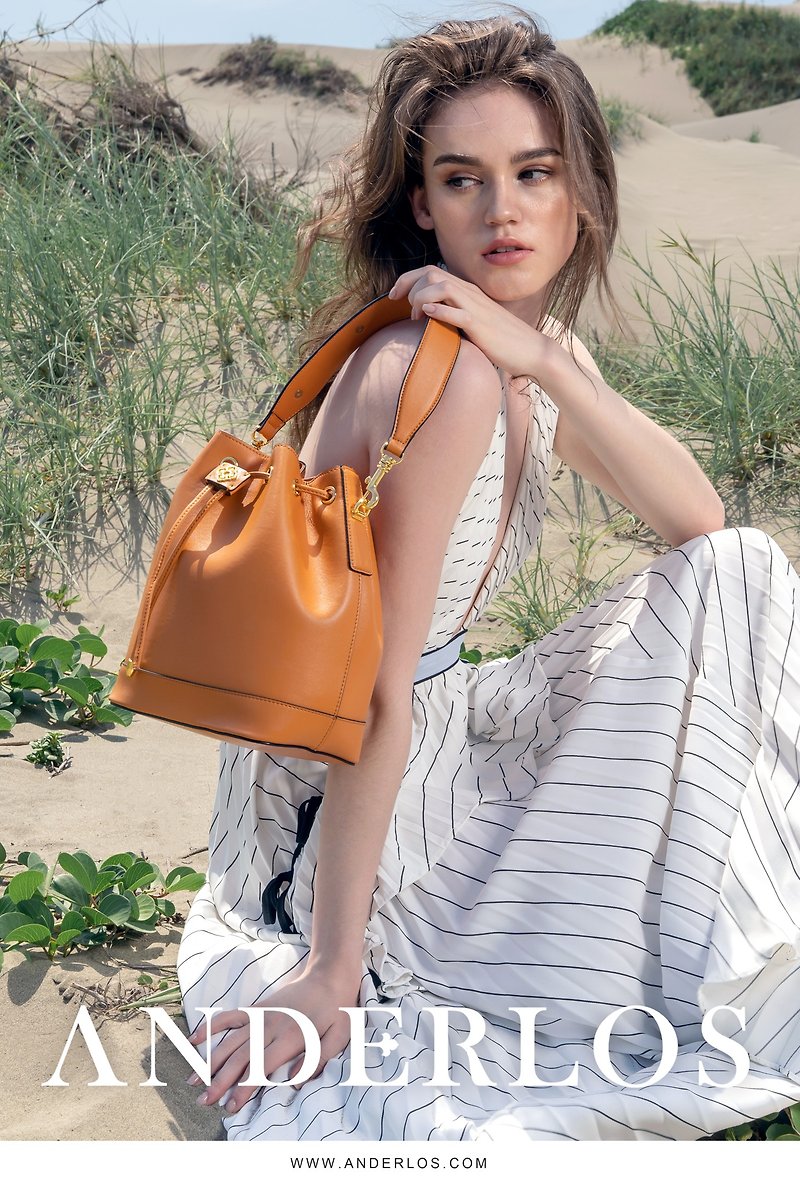Genuine Leather Messenger Bags & Sling Bags Orange - ANDERLOS EXCLUSIVE COCO BUCKET BAG BROWN