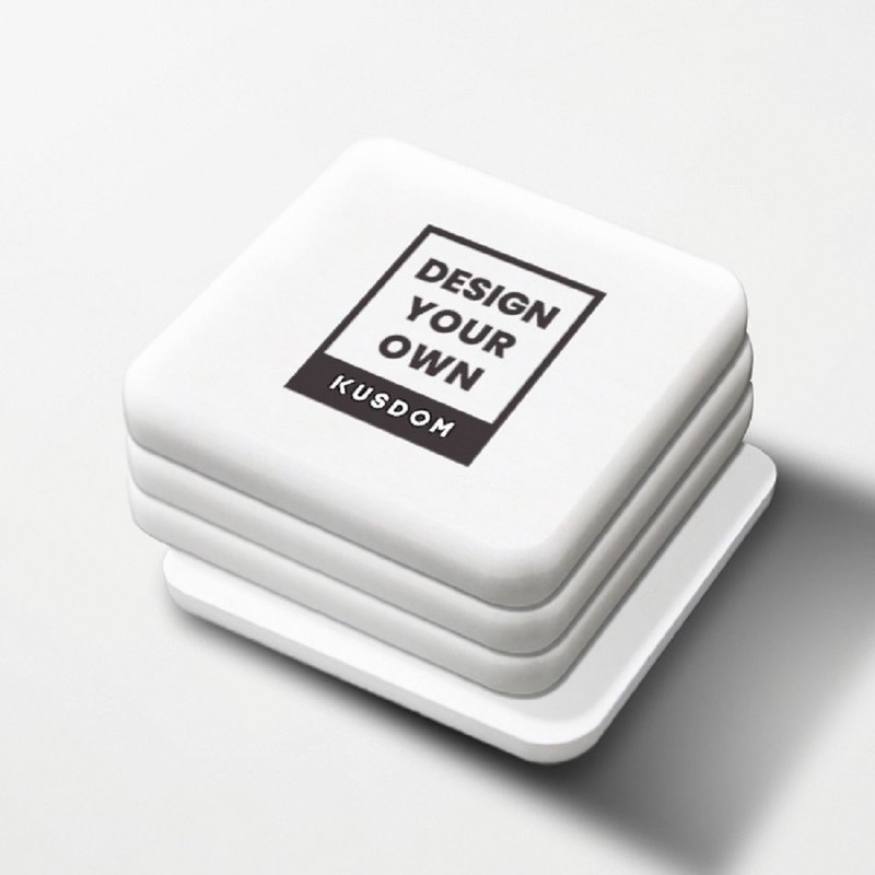 方形矽藻土吸水杯墊(4件裝/套) - 杯墊 - 其他材質 白色