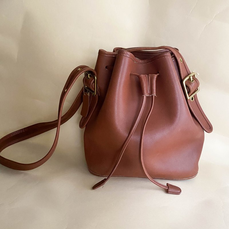 Second-hand bag Coach | Bucket bag | Rope bag | Antique bag | Girlfriend gift | Side backpack Bucket - Drawstring Bags - Genuine Leather Brown