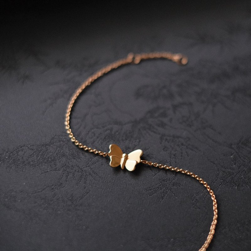 Emerald Gift。拈翠-法國製18K包金手鏈-蝴蝶-絕版 - 手鍊/手環 - 玉石 金色