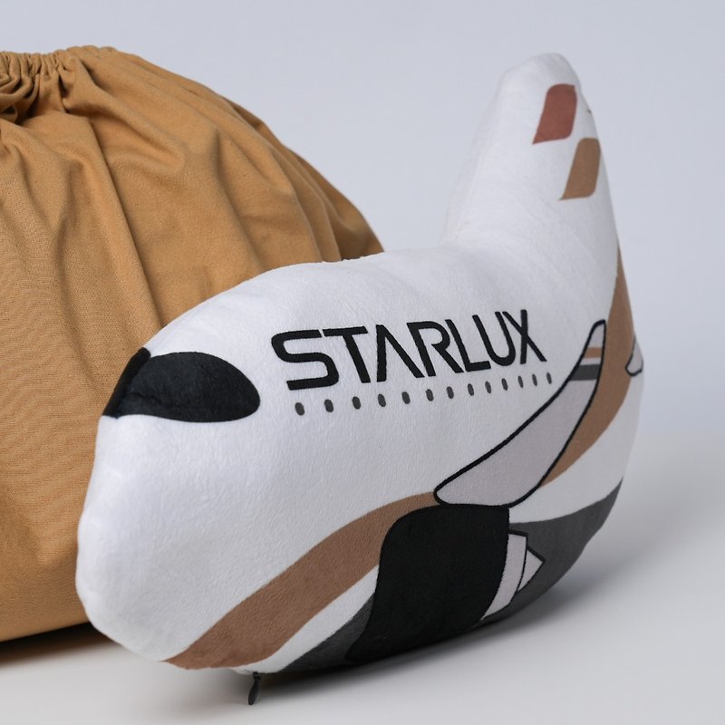 STARLUX | 飛行機型クッションになるブランケット ブラウン×ベージュ - 毛布・かけ布団 - その他の素材 