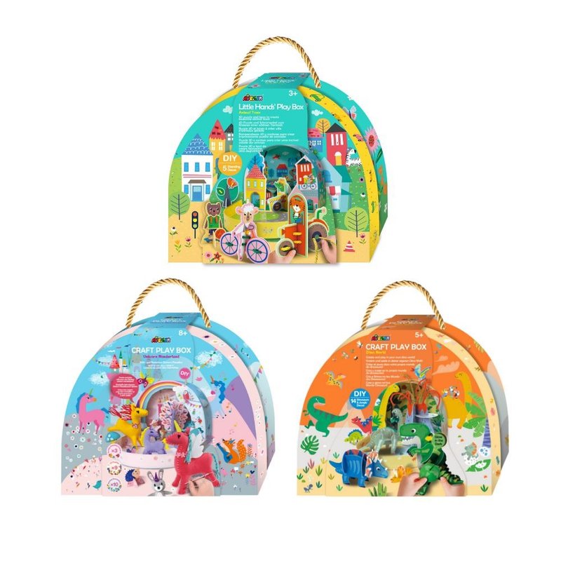 【德國Avenir Kids】創意手作玩樂組 -獨角獸/恐龍世界/動物小鎮 - 寶寶/兒童玩具/玩偶 - 紙 多色
