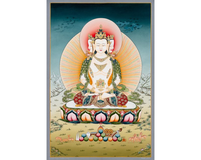 Handmade Vairocana Buddha Thangka – Divine Art for Enlightened Living -B06264 - Wall Décor - Other Materials 