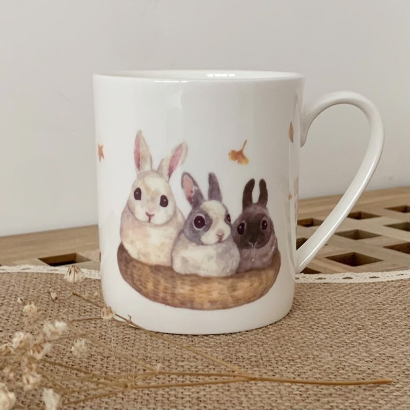 Porcelain Mugs Multicolor - Collaborating illustration artist-English Blue Cat-Cute Rabbit Series Rabbit's Autumn Afternoon
