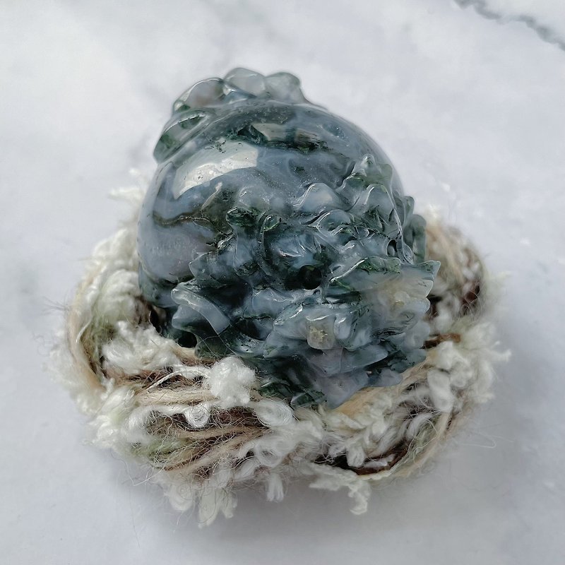 水草瑪瑙龍龜-藍紋多附手工礦墊 - 擺飾/家飾品 - 半寶石 