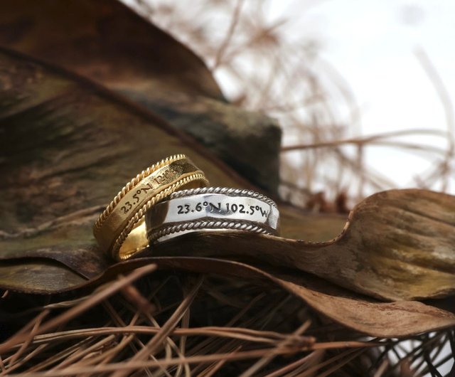 クリスマス限定】限定刻印経度と緯度カップルリング 999スターリング