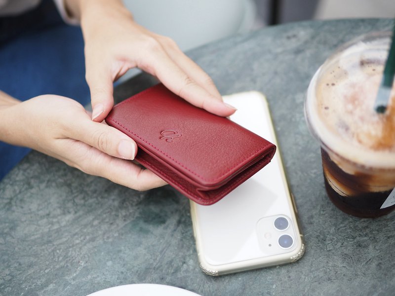Classic card (Burgundy) : Namecard case, card case, cow leather, Dark red - Other - Genuine Leather Red